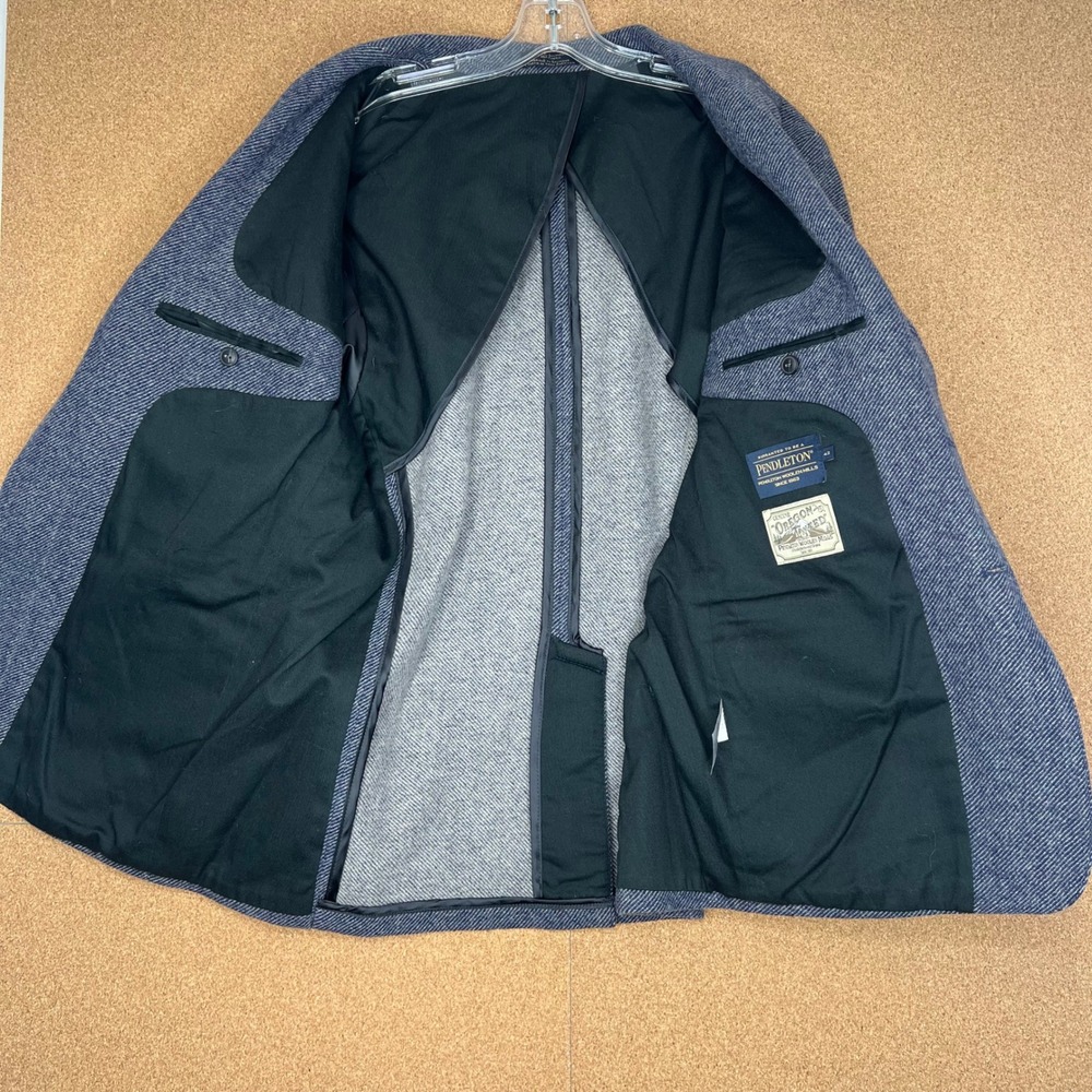 Pendleton Men's Wool Blazer 42R fitted wool leather elbow patches 100%‎ wool NEW - Picture 3 of 7